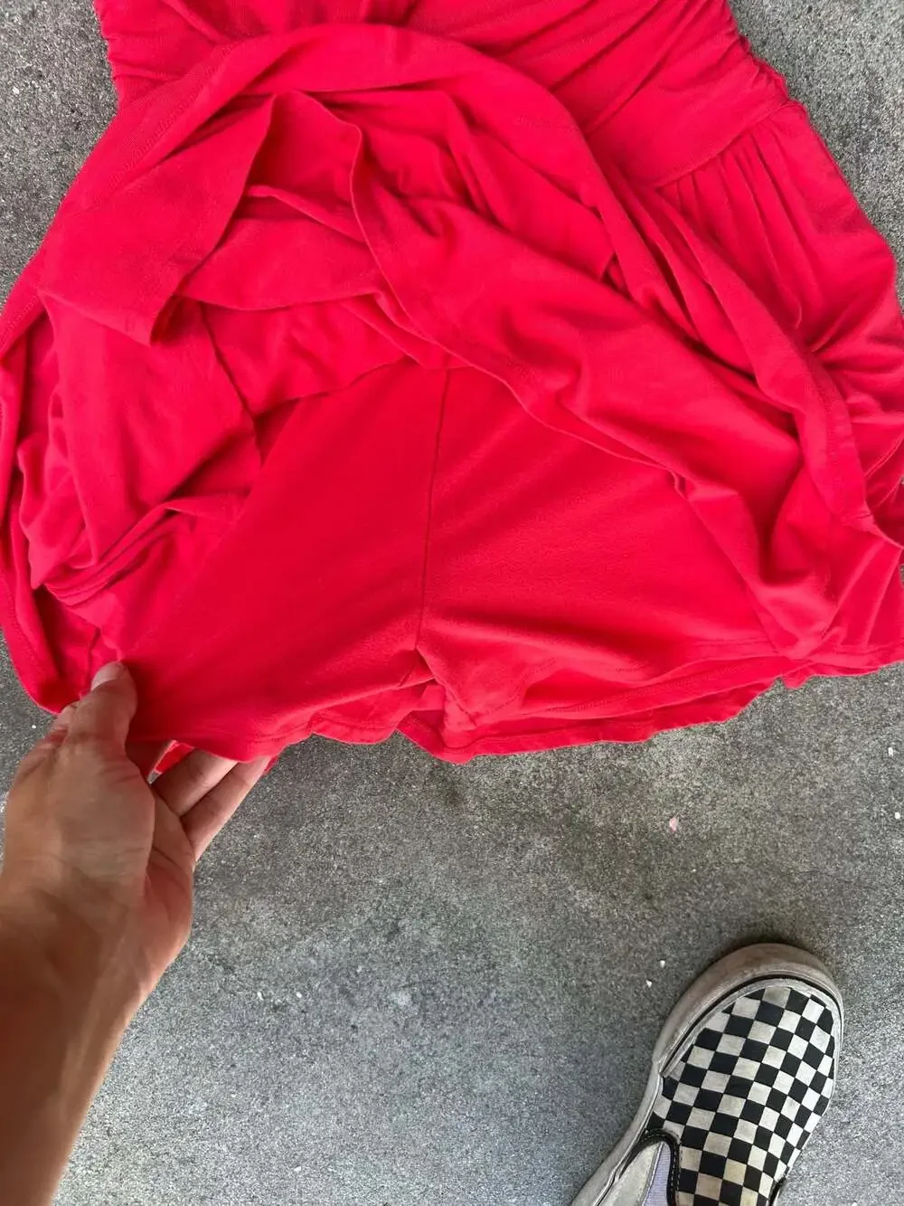 Garage Flirty Hem Tube Romper Dress in Red